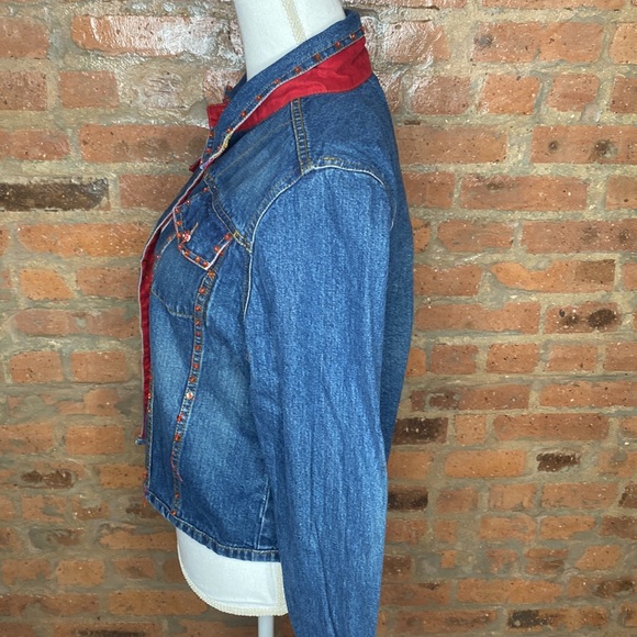 Women’s unique blue denim jacket for women size medium vintage bling - Picture 5 of 12